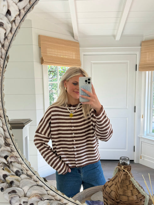 Coco Cutie Cardigan // Brown Stripe